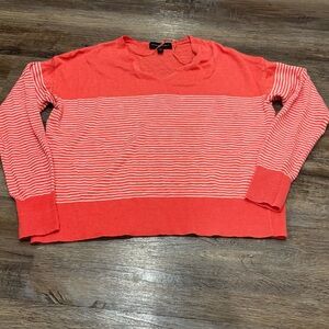 Banana Republic Linen Coral Striped Sweater